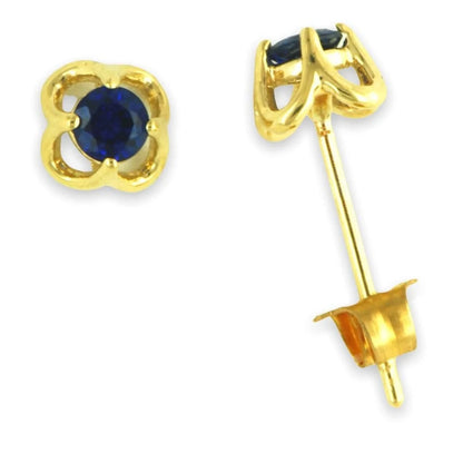 14k Sapphire Flower Earrings  Studs