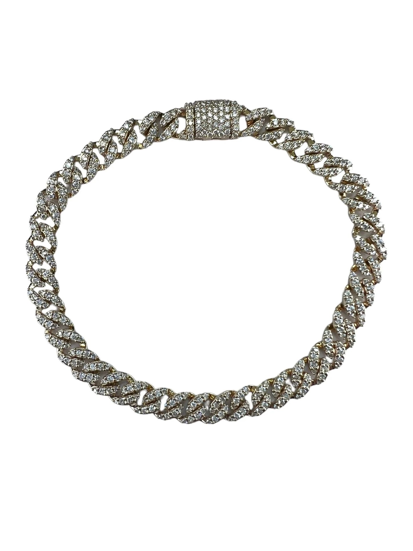 14k Pave Cuban Link Diamond Bracelet