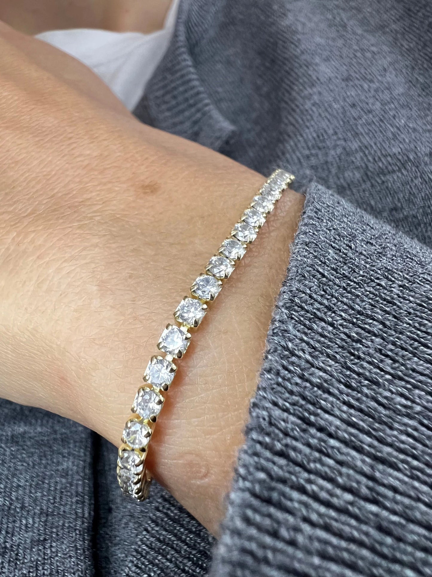 Sterling Silver Diamond Cubic Zirconia Tennis Bracelet