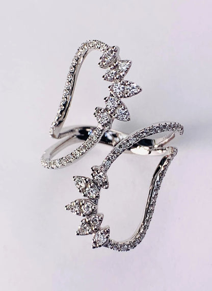 14k Gold Round Diamond Marquise Shape open-loop design Ring