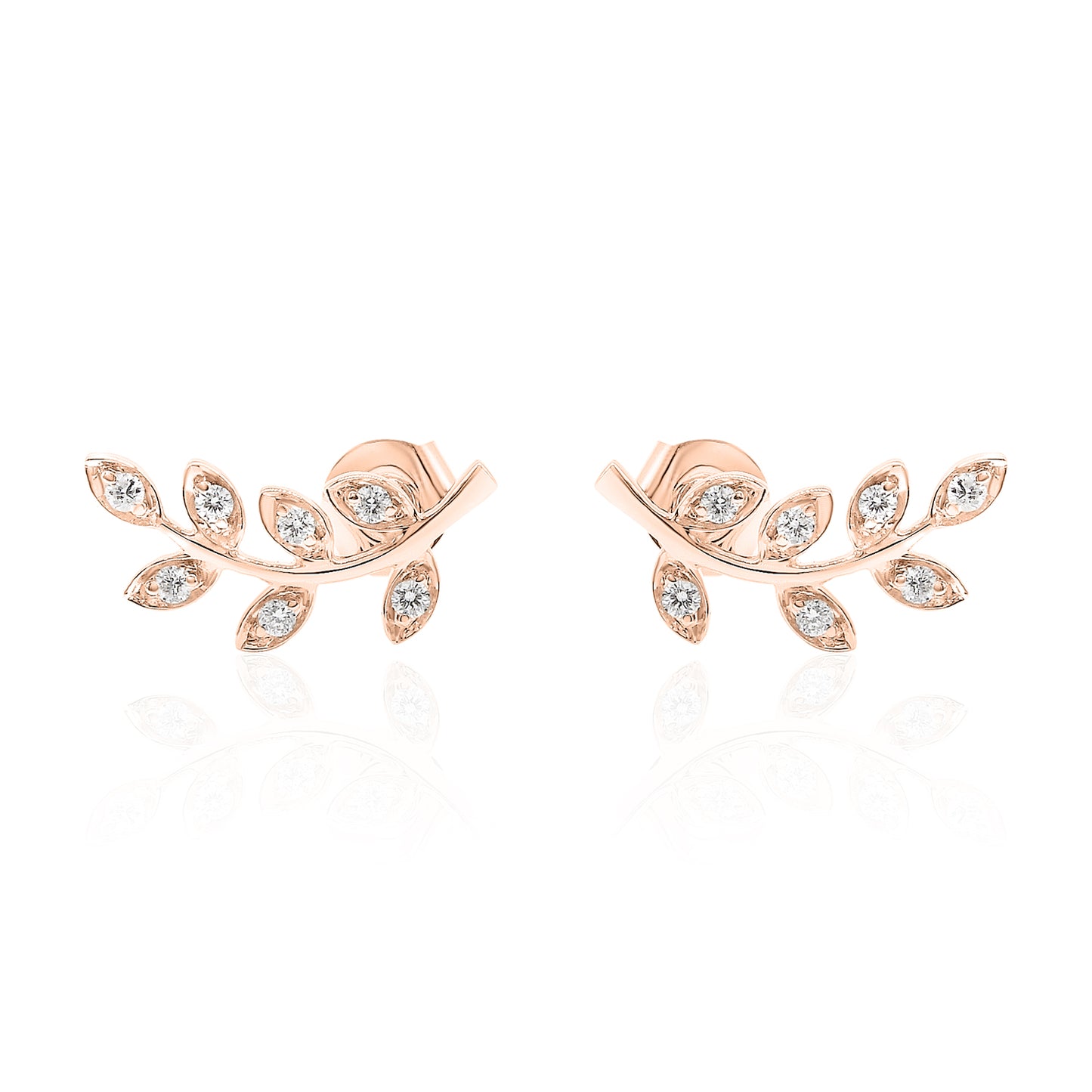 14k Leaf Climber Diamond Earrings