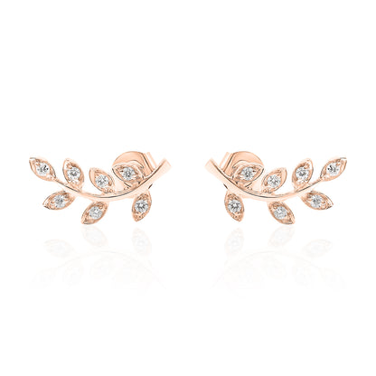 14k Leaf Climber Diamond Earrings