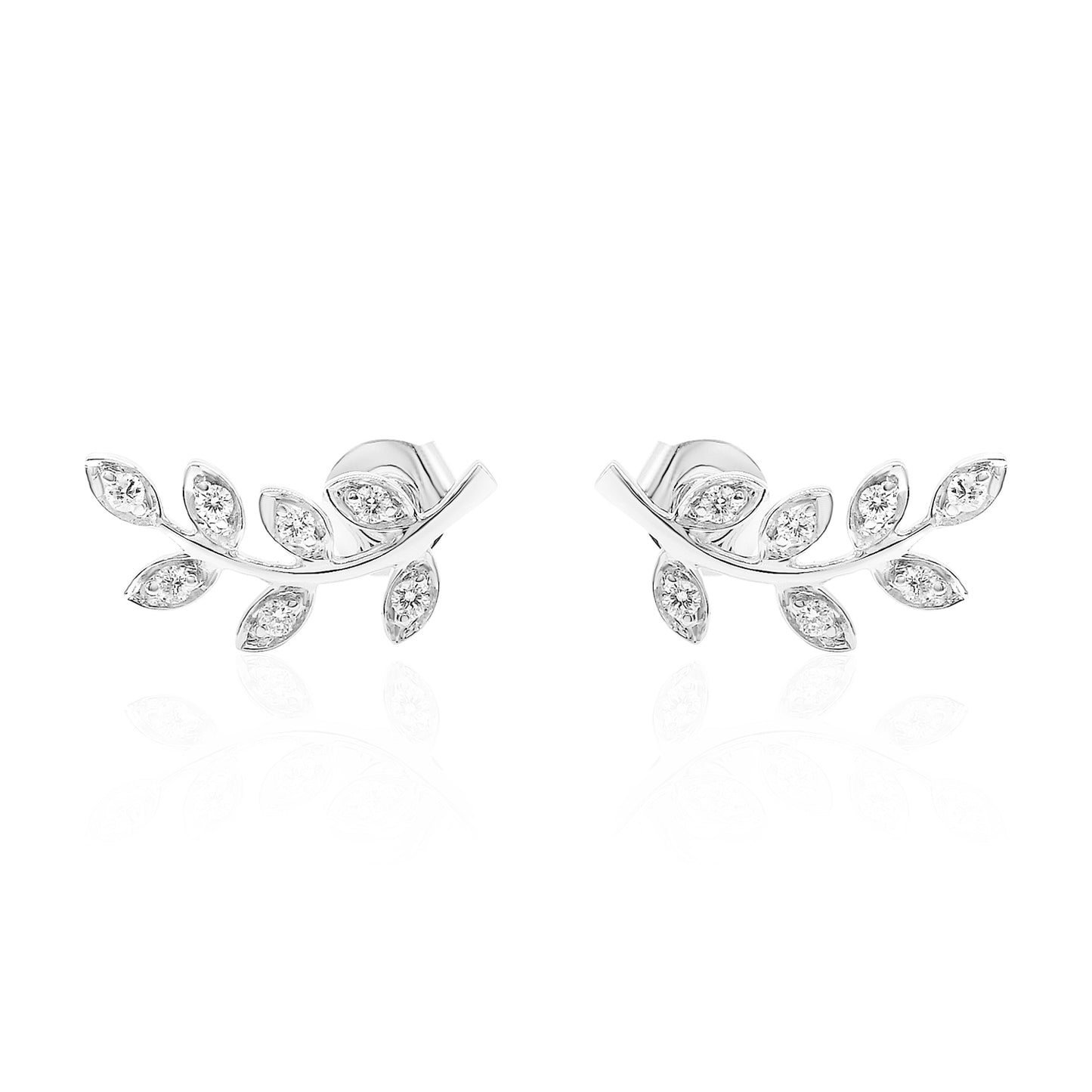 14k Leaf Climber Diamond Earrings