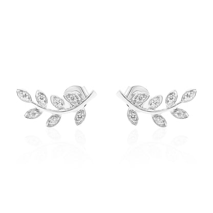 14k Leaf Climber Diamond Earrings