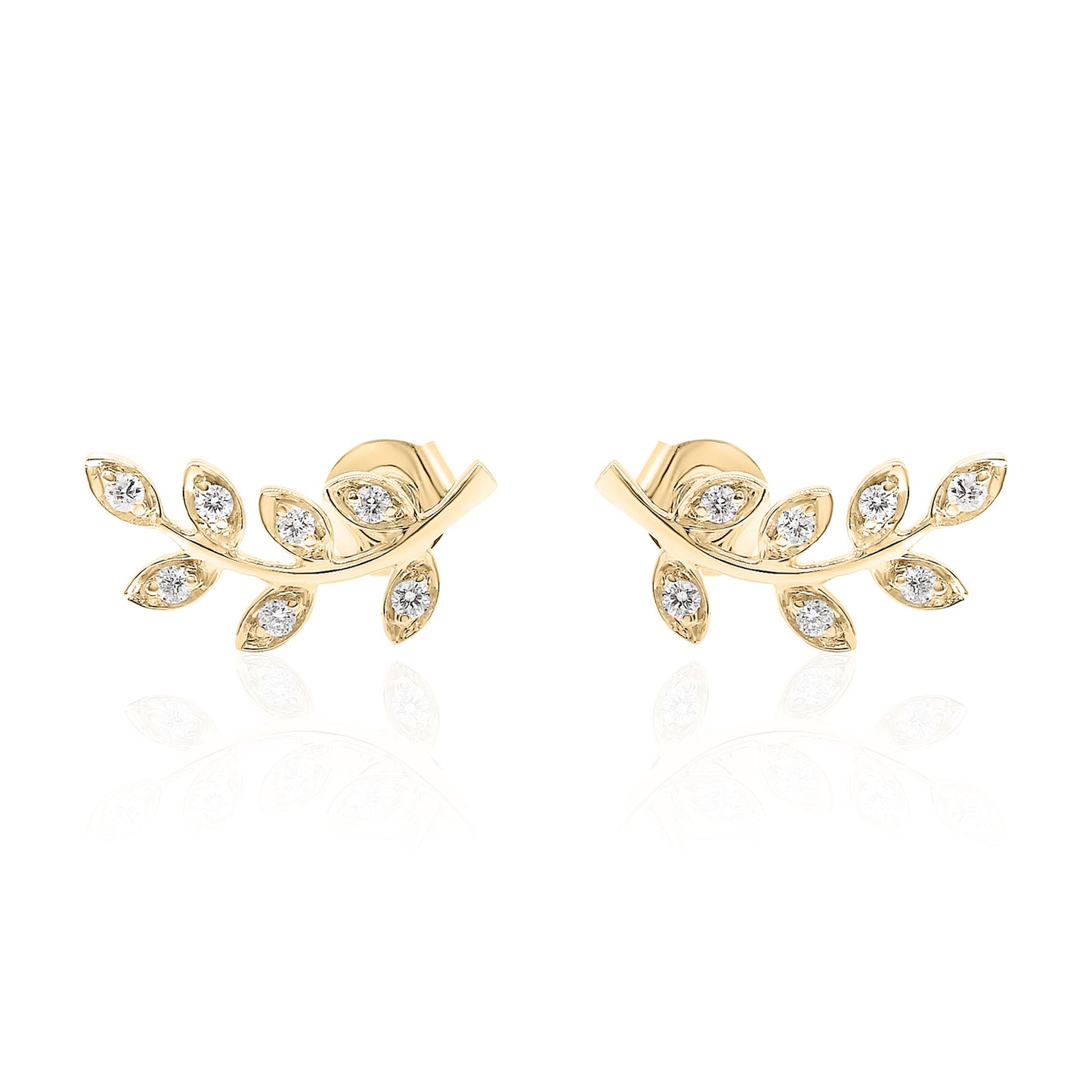 14k Leaf Climber Diamond Earrings