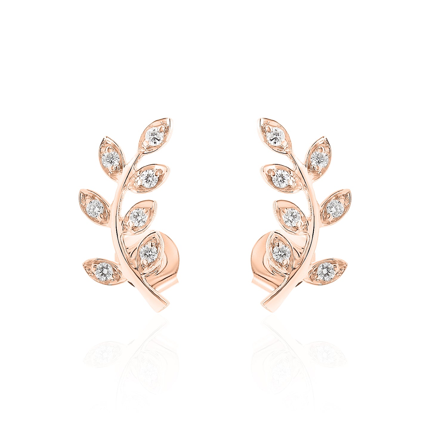 14k Leaf Climber Diamond Earrings