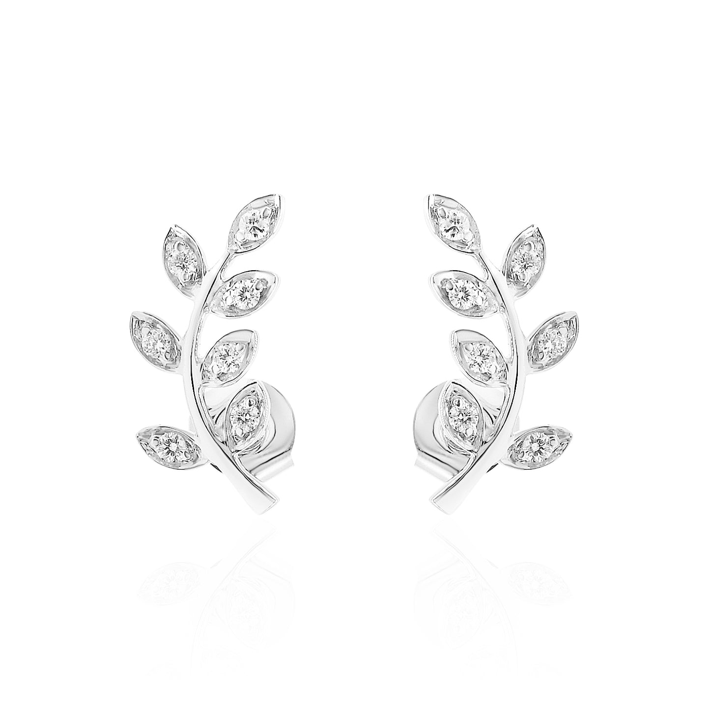 14k Leaf Climber Diamond Earrings