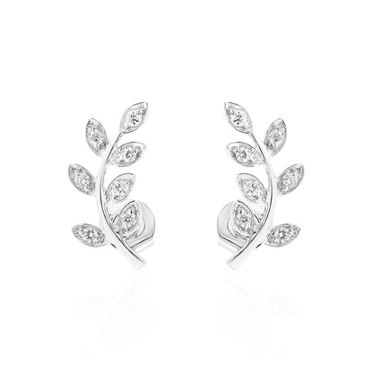 14k Leaf Climber Diamond Earrings