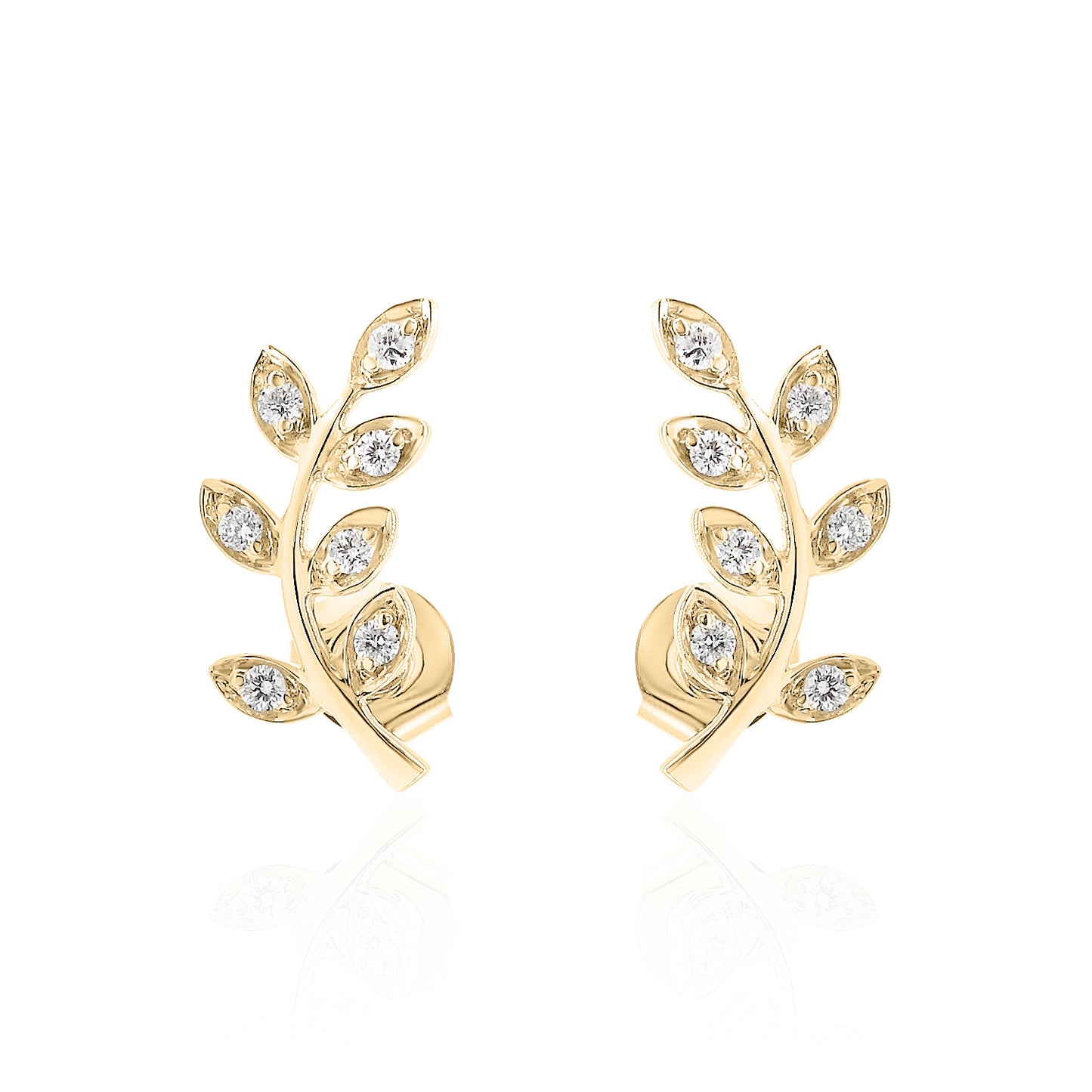 14k Leaf Climber Diamond Earrings