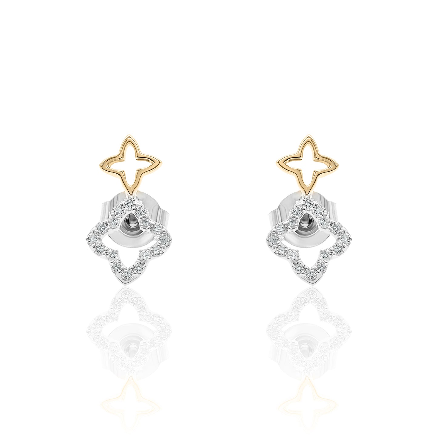 14k Clover Studs Diamond Earrings