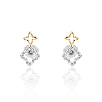 14k Clover Studs Diamond Earrings