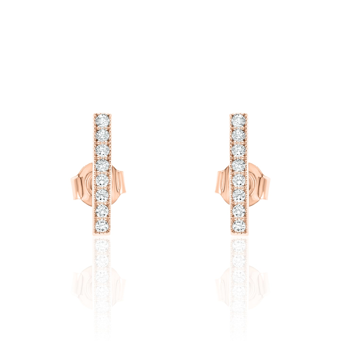 14k Bar Studs Diamond Earrings