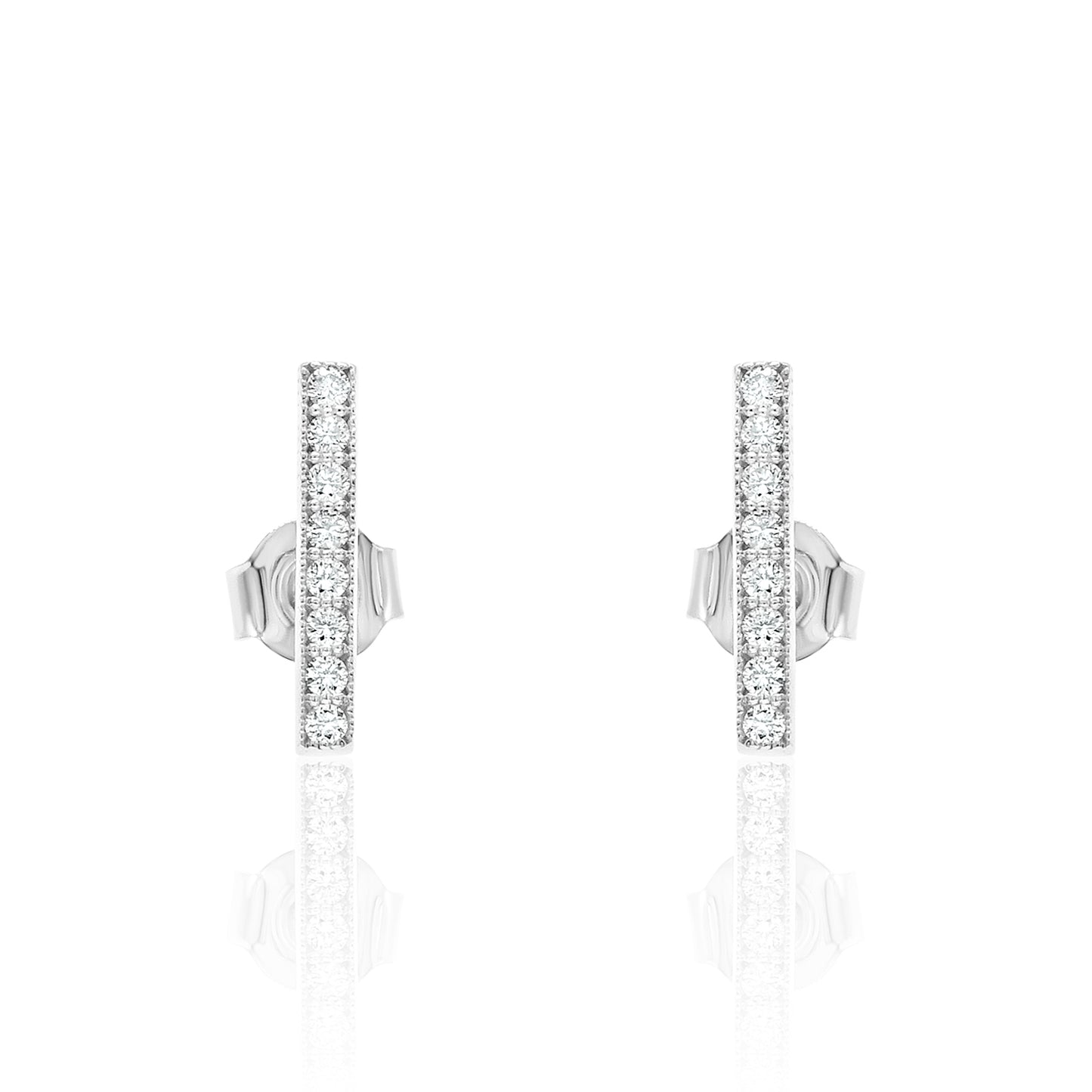 14k Bar Studs Diamond Earrings