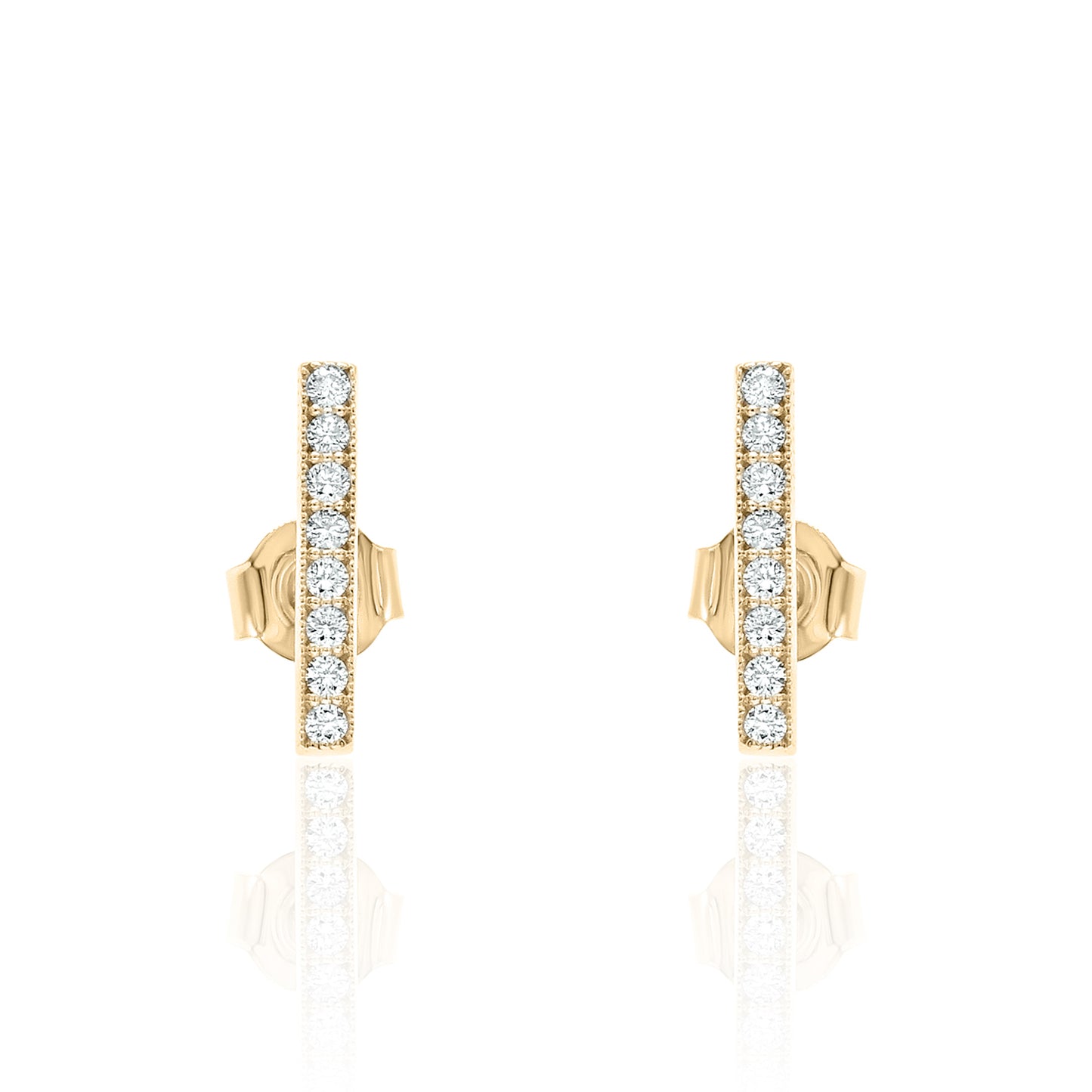 14k Bar Studs Diamond Earrings