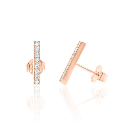 14k Bar Studs Diamond Earrings