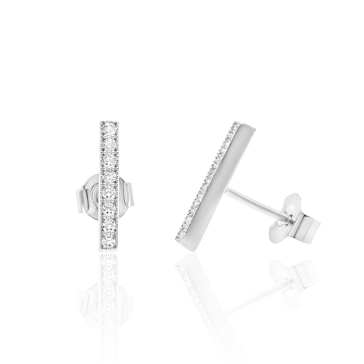 14k Bar Studs Diamond Earrings