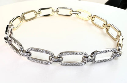 14k Gold Paperclip Diamond Bracelet