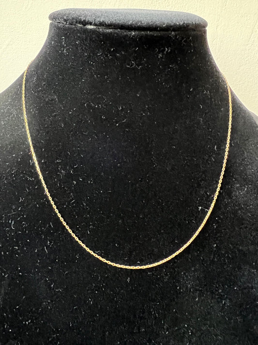 Solid 14K Gold Diamond Cut Adjustable Cable Necklace Chain