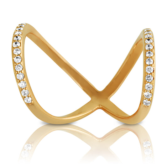 Sterling Silver Gold Plated Cubic Zirconia Knuckle Ring