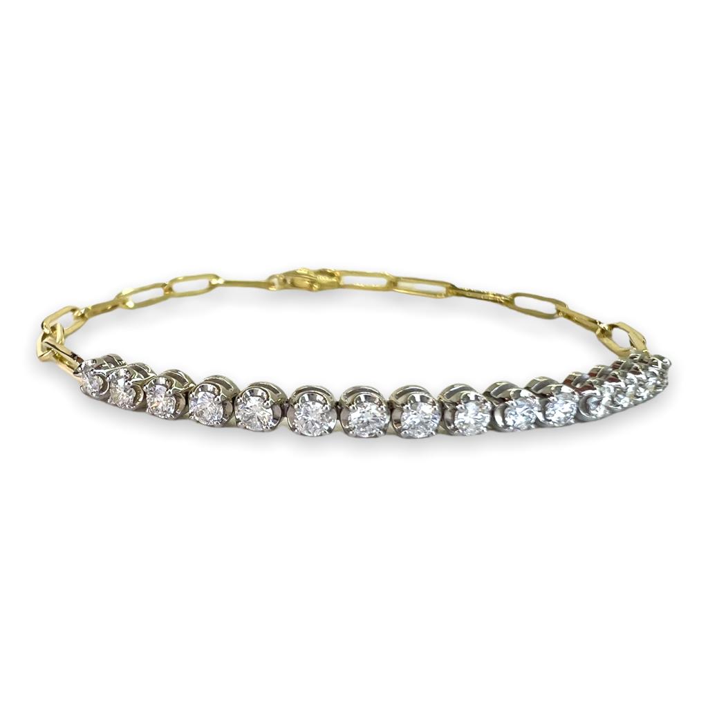 14k Gold Half Tennis Half Paperclip Diamond Bracelet